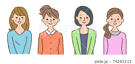 笑顔の若い女性 4人 のイラスト素材