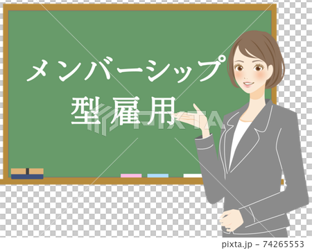 メンバーシップ型の雇用制度を解説する採用担当者の女性 メンバーシップ型の雇用制度を解説する採用担当者の女性 74265553