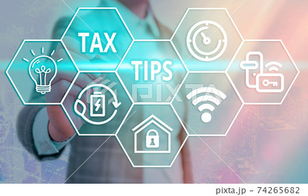 Conceptual hand writing showing Tax Tips. Business 74265682
