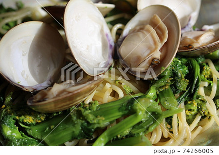 菜の花とハマグリのパスタ 74266005
