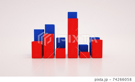 Growth graph, financial indicators, statistics. 3d illustration isolated on white background, graphic design elements. 74266058
