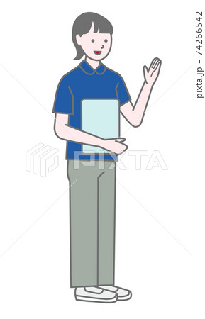 Illustration of the female staff who is guiding 74266542