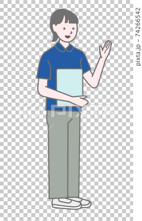 Illustration of the female staff who is guiding 74266542