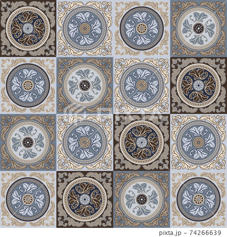 Portuguese azulejo ceramic tile seamless pattern. 74266639