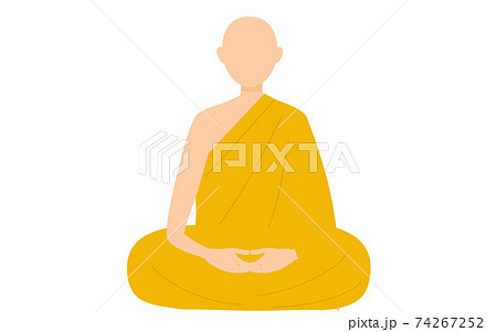 明るい法衣を着て坐禅を組む僧侶のイラスト素材