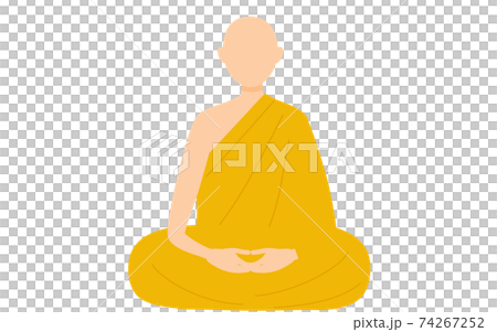 明るい法衣を着て坐禅を組む僧侶のイラスト素材