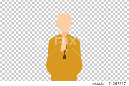 A monk wearing beads and holding hands, upper body A monk wearing beads and holding hands, upper body 74267257