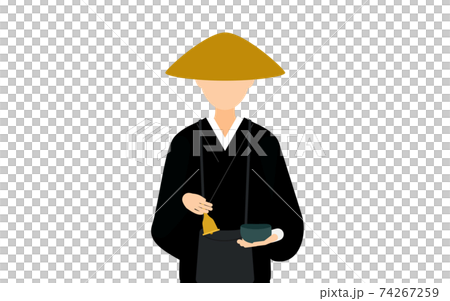 托鉢をしているお坊さん、上半身 托鉢をしているお坊さん、上半身 74267259