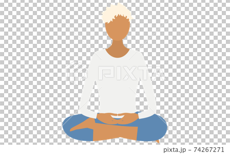 マインドフルネス、半跏附座で座禅を組む人 74267271