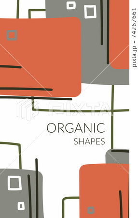 Abstract poster with composition of organic shapes in trendy modern style. Place for text. Smooth lines, spots, shapes. Can be used to decorate covers, postcards, walls. Vector Abstract poster with composition of organic shapes in trendy modern style. Place for text. Smooth lines, spots, shapes. Can be used to decorate covers, postcards, walls. Vector 74267661