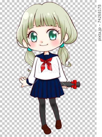 卒業式でのセーラー服を着た女の子1 74268178