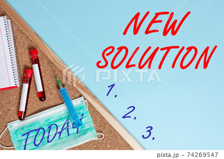 Conceptual hand writing showing New Solution 74269547
