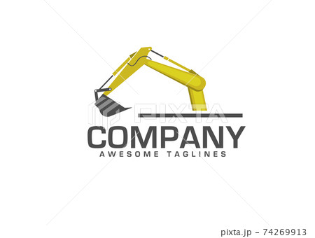 Excavators Construction machinery logo, Hydraulic mining excavator vector logo	 74269913