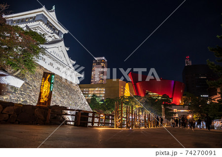 秋のイベント小倉城竹灯りの写真素材 秋のイベント小倉城竹灯りの写真素材