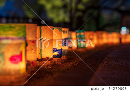 秋のイベント小倉城竹灯りの写真素材