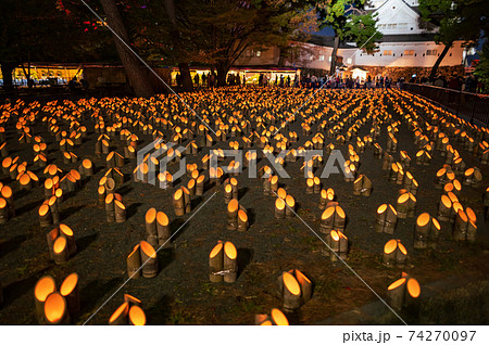 秋のイベント小倉城竹灯りの写真素材