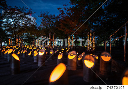 秋のイベント小倉城竹灯りの写真素材