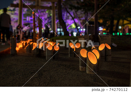 秋のイベント小倉城竹灯りの写真素材