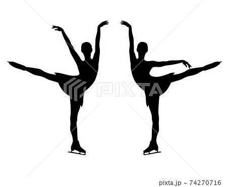 black vector silhouette of woman performing figure skating exercise black vector silhouette of woman performing figure skating exercise 74270716