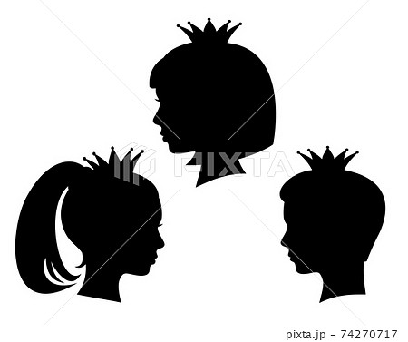 Little Princess And Prince Profile Head のイラスト素材