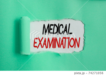 Writing note showing Medical Examination. Business 74271056