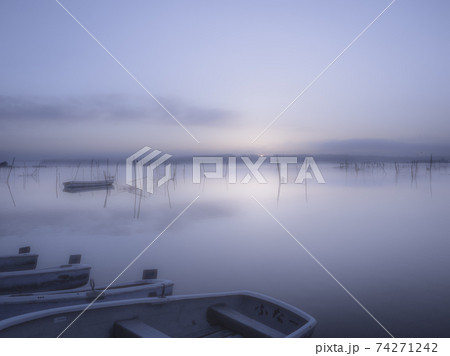 夜明けの印旛沼の風景 夜明けの印旛沼の風景 74271242