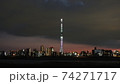 東京の街に悠然と立つ電波塔世界一の高さを誇る東京スカイツリーの夕暮れの風景 74271717