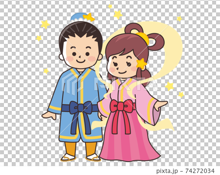 七夕 織姫と彦星のイラスト素材 [74272034] - PIXTA