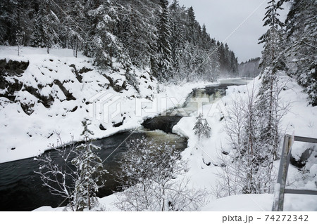 Waterfall Kivach in Karelia, Russia 74272342