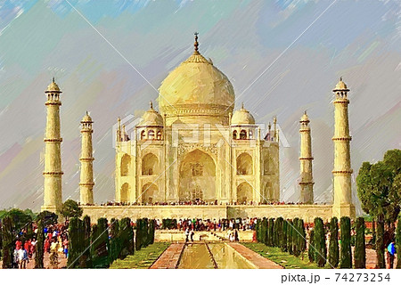 インド タージマハルの風景のイラスト素材