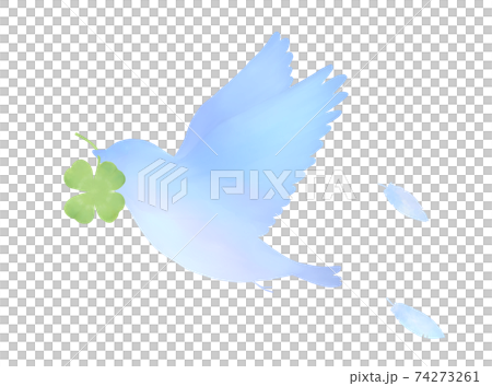 クローバーを運ぶ青い鳥のイラスト クローバーを運ぶ青い鳥のイラスト 74273261