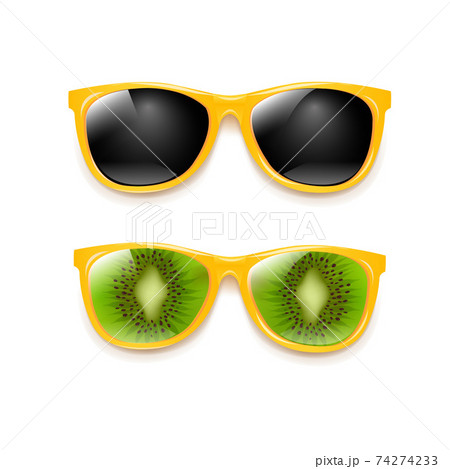 Summer Sunglasses Set Isolated White Background 74274233