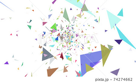 CGトライアングル　舞い落ちてくるカラフルな三角形の紙吹雪 74274662