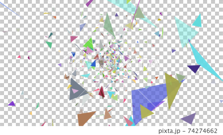 CGトライアングル　舞い落ちてくるカラフルな三角形の紙吹雪 74274662