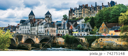 Travel in France- pictorial medieval town Saint-Aignan, in Loire valley region 74275148