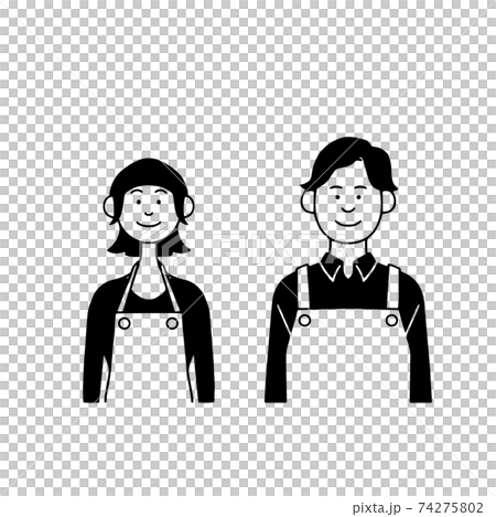 一個男人和一個女人在圍裙 一個男人和一個女人在圍裙 74275802