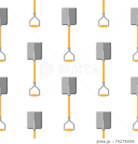 Seamless pattern with cartoon shovels on white background. Garden spade. Gardening tool. Vector illustration for any design Seamless pattern with cartoon shovels on white background. Garden spade. Gardening tool. Vector illustration for any design 74276000