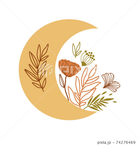 Floral moon crescent moon tattoo Beautiful romantic crescent in boho Botanical moon element Nature Floral moon crescent moon tattoo Beautiful romantic crescent in boho Botanical moon element Nature 74276469