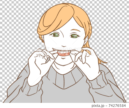 Woman wearing a mouthpiece (simple color) 74276584