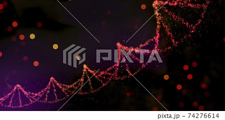 Futuristic illustration of a deoxyribonucleic acid double helix composed of luminous dots - 3d illustration 74276614