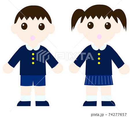 困った顔をした制服を着た子供のイラスト素材