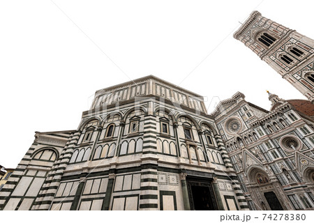 Florence Cathedral with the Bell Tower of Giotto and Baptistery - Isolated on White Florence Cathedral with the Bell Tower of Giotto and Baptistery - Isolated on White 74278380