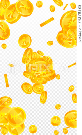 Chinese yuan coins falling. Exquisite scattered CN 74279238