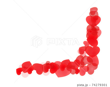 Corner of piled hearts for frame edging and postcard decor. 74279301