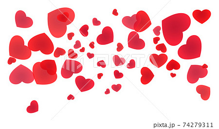 Corner of piled hearts for frame edging and postcard decor. 74279311