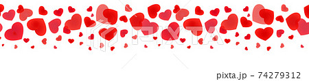 Decorative rain of hearts. Seamless panoramic banner of falling hearts 74279312