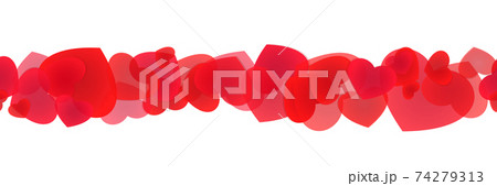 Seamless banner with scattered hearts. Decorative framing line with various hearts. 74279313