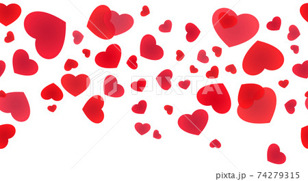 Seamless web banner of falling hearts for decoration, framing, edging, bordering, skirting and cornering. 74279315