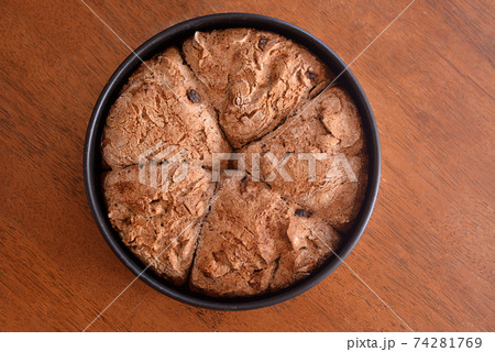 Freshly baked homemade tin bread on the table. 74281769