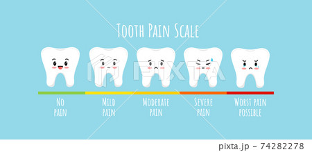 Pain measurement scale with tooth kids character. Pain measurement scale with tooth kids character. 74282278